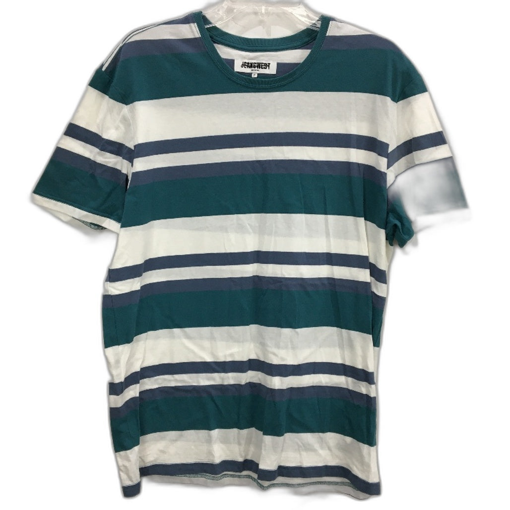 Jeanswest 100% Cotton Green Striped Crew Neck Short Sleeve Tee Mens M NEW