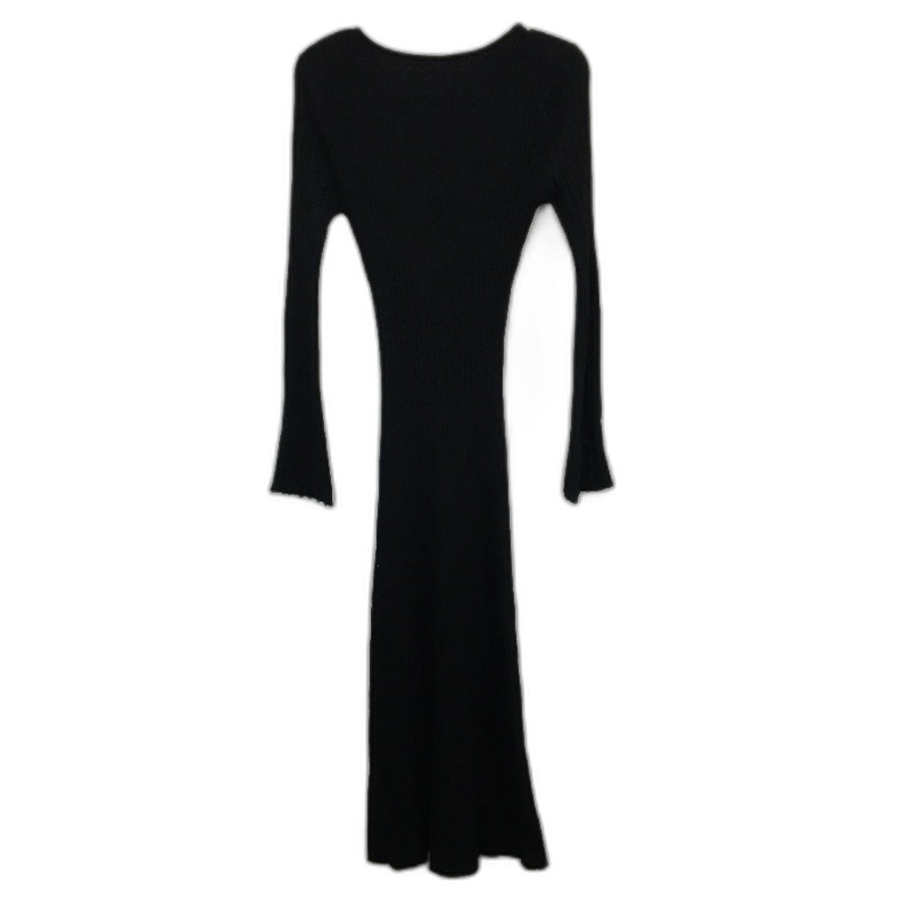 Subtitled Sophie Black Long Sleeve Ribbed Knit Maxi Dress Ladies Size L NEW