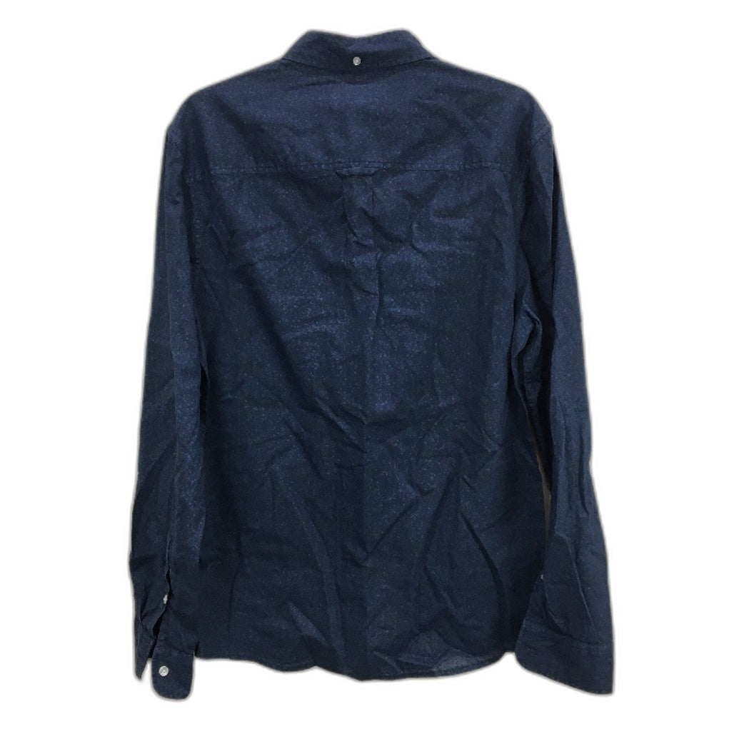 Jeanswest Linen Cotton Blend Indigo Short Sleeve Patterned Shirt Mens Size M NEW