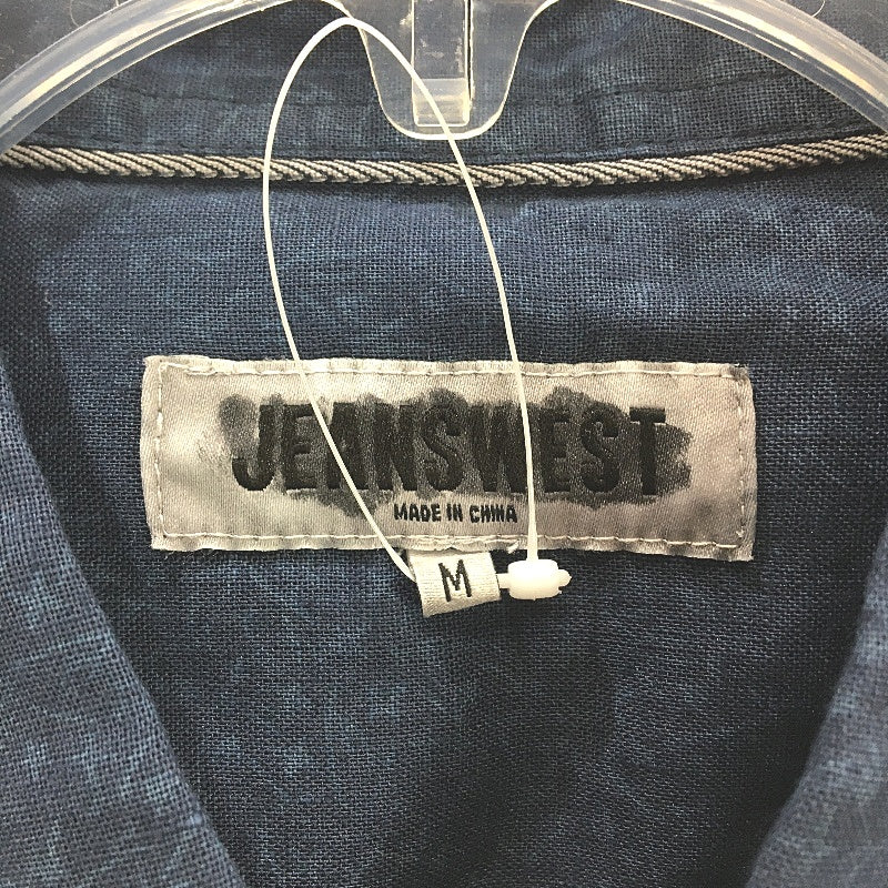 Jeanswest Linen Cotton Blend Indigo Short Sleeve Patterned Shirt Mens Size M NEW