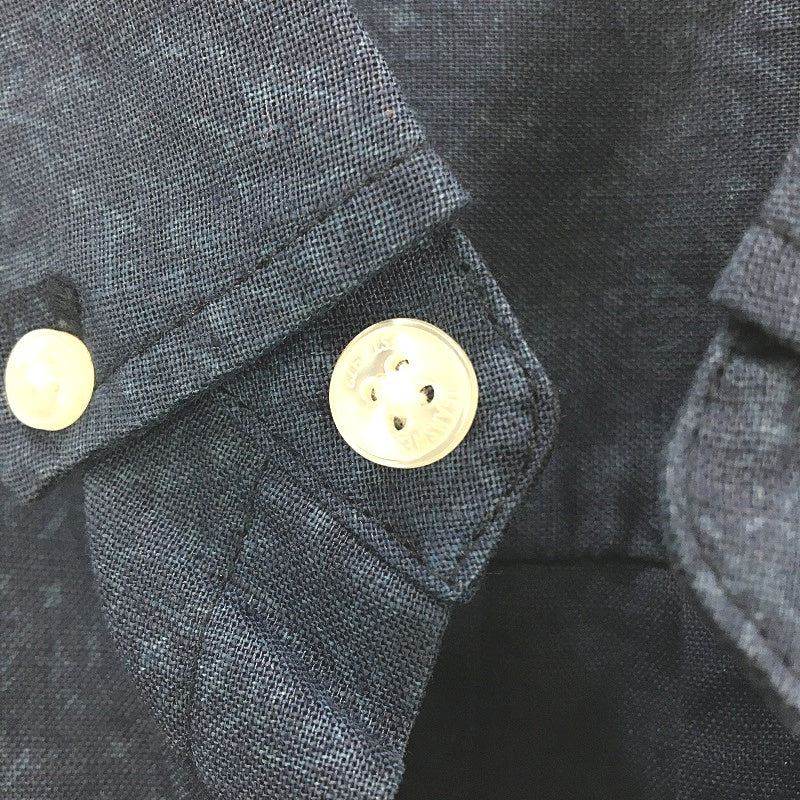 Jeanswest Linen Cotton Blend Indigo Short Sleeve Patterned Shirt Mens Size M NEW