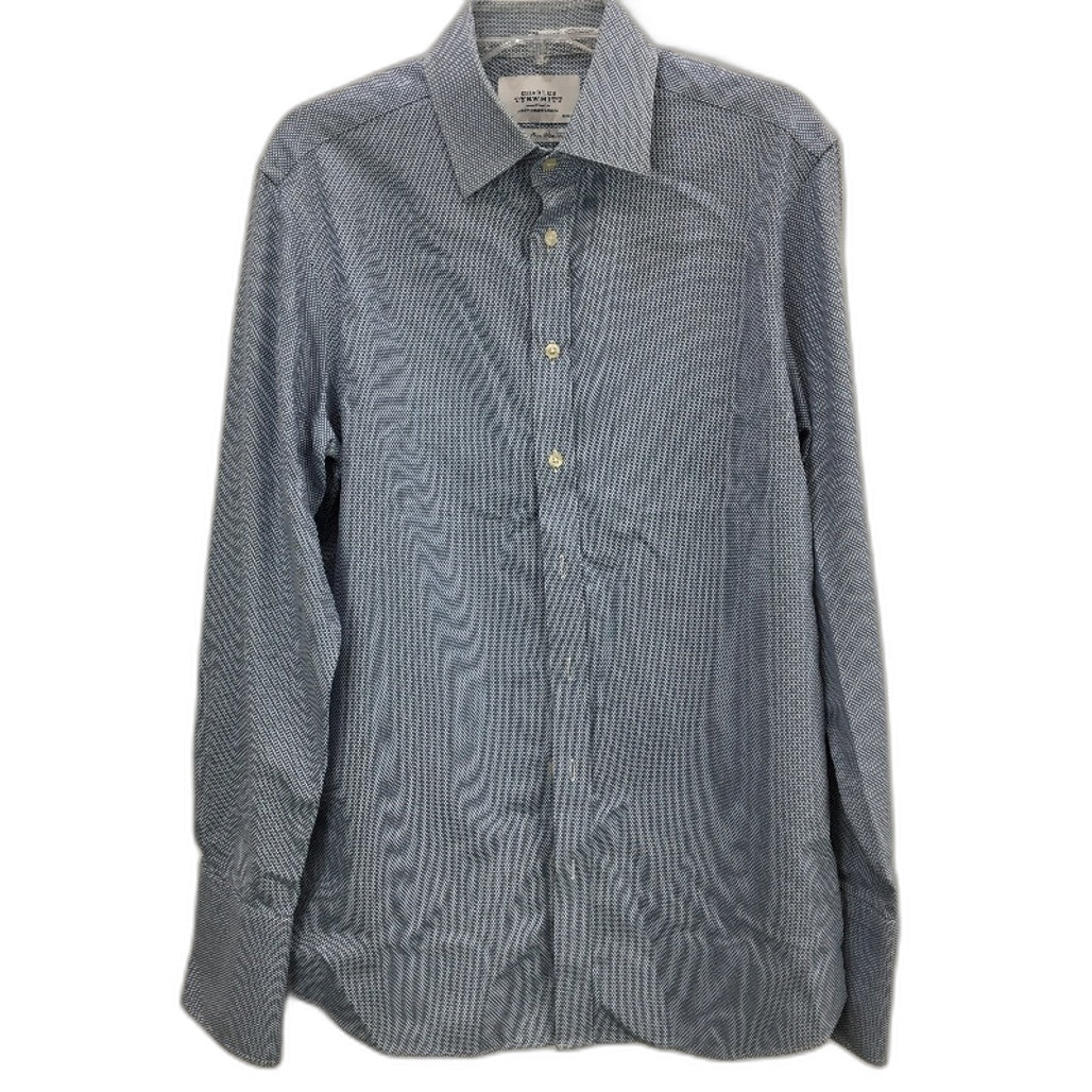 Charles Tyrwhitt Blue Non-Iron Textured 100% Cotton Shirt Mens Size 16 35In NEW