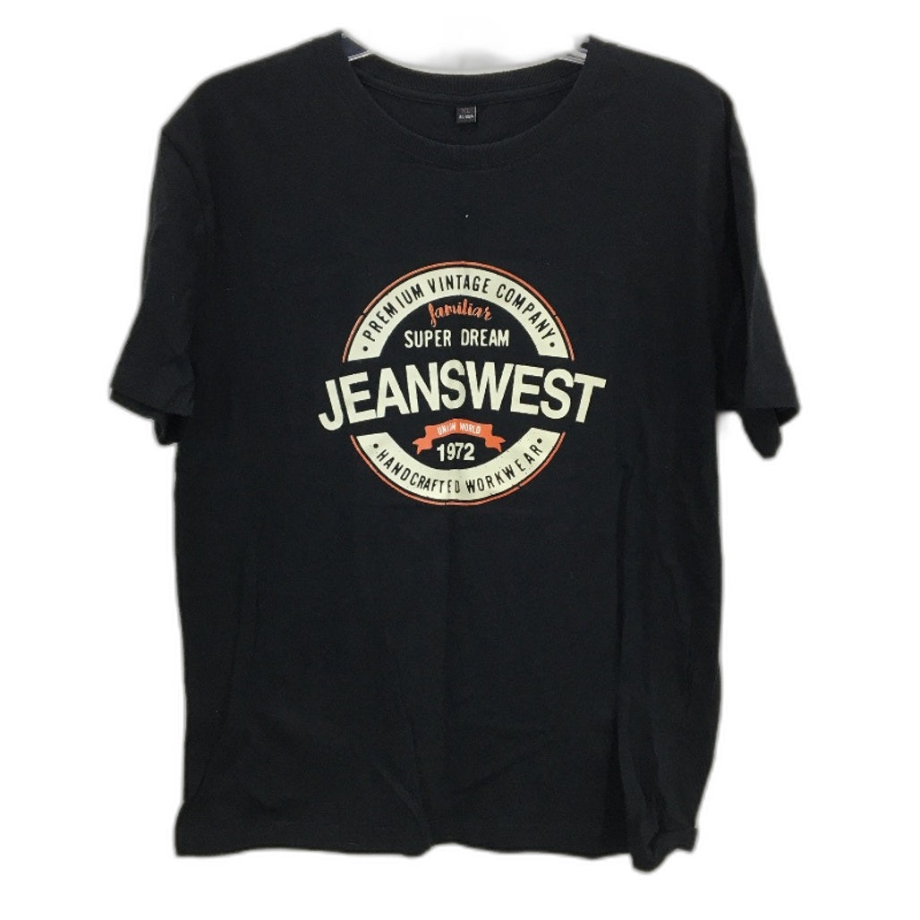 Jeanswest 100% Cotton Black Logo Crew Neck Short Sleeve Tee Mens XL NEW