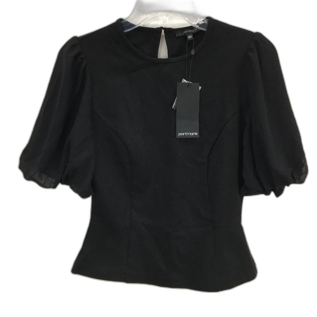 Portmans Black Crew Puff Short Sleeve Top Ladies Size XS NEW