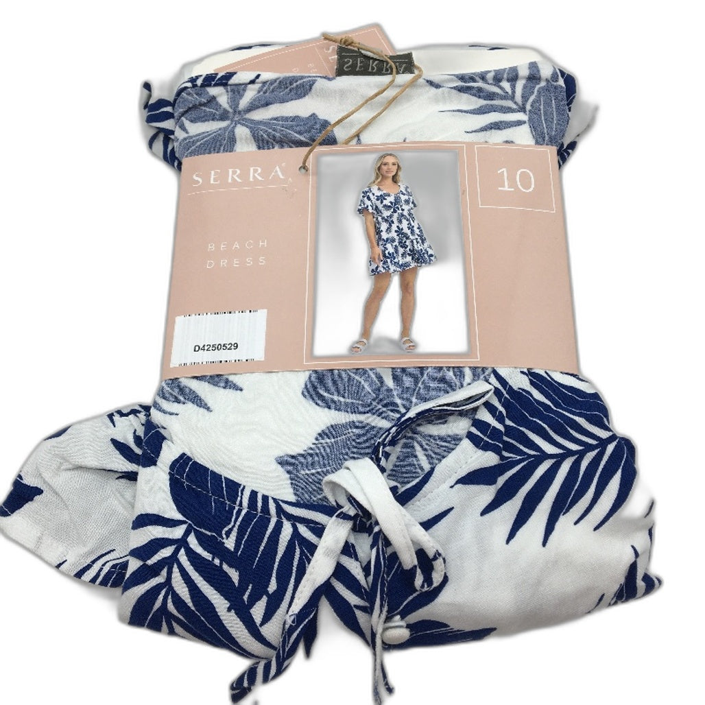 Serra Blue & White Floral Patterned Mini Beach Dress Ladies Size 10 NEW