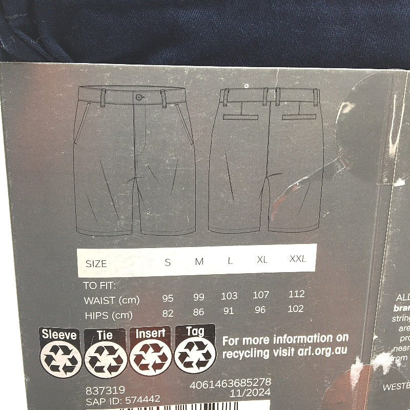 Westbay Navy Blue Mens Cotton Classic Button Zip-Up Chino Shorts Size Small NEW