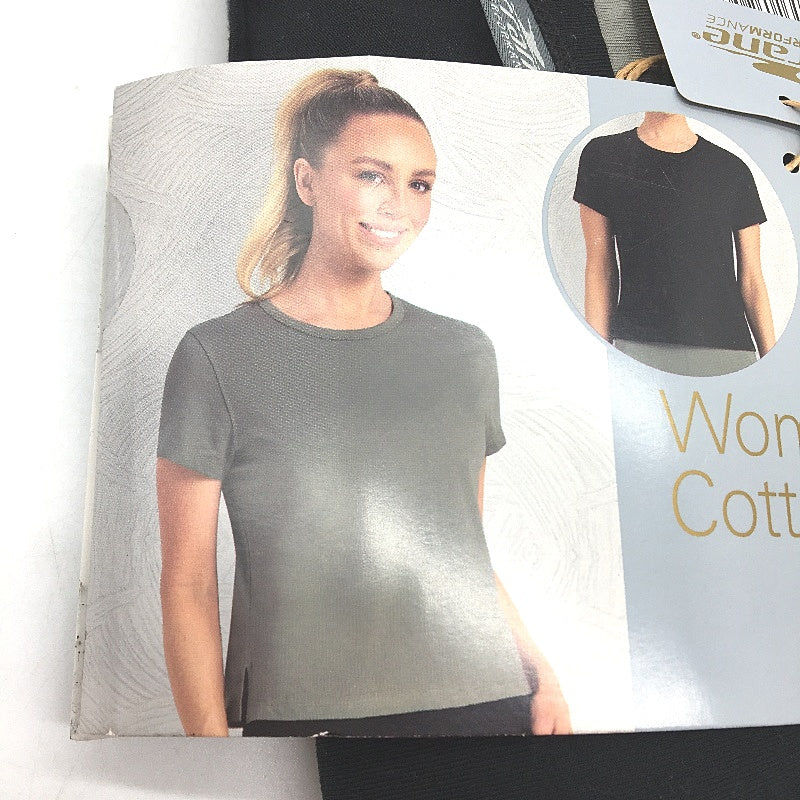 Crane 2 Pcs Black & Grey Cotton Tee T-Shirt Set Pack Ladies Size Large NEW