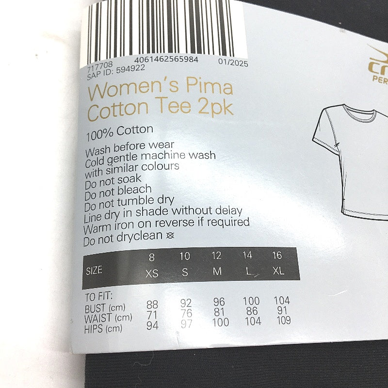 Crane 2 Pcs Black & Grey Cotton Tee T-Shirt Set Pack Ladies Size Large NEW