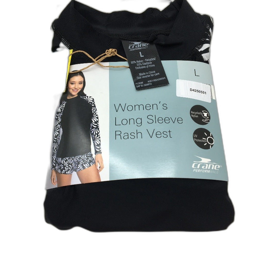 Crane UPF 50 Black & White Pattern Long Sleeve Rash Vest Ladies Size Large NEW