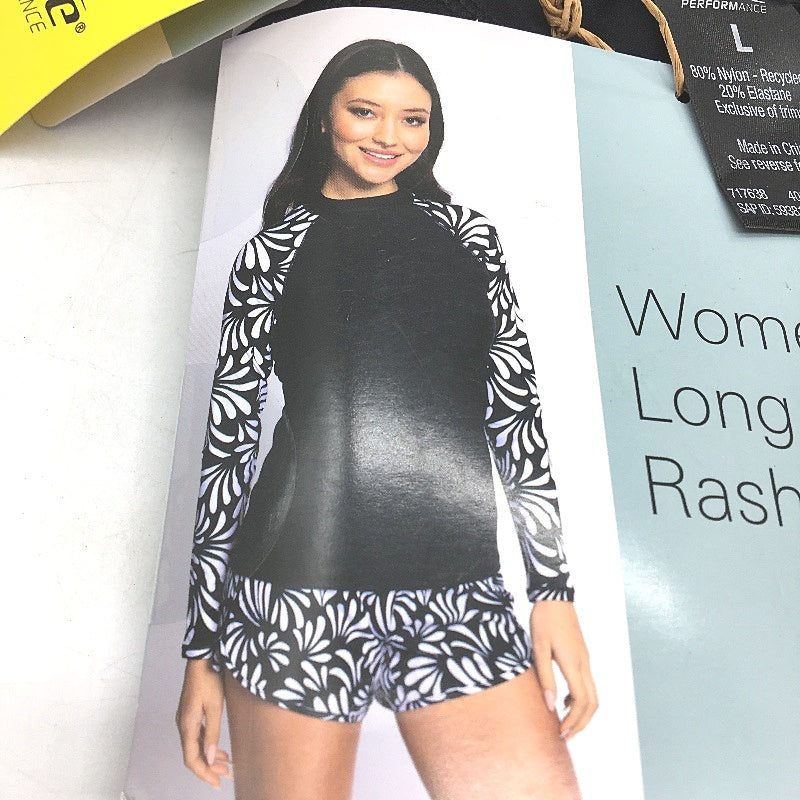 Crane UPF 50 Black & White Pattern Long Sleeve Rash Vest Ladies Size Large NEW