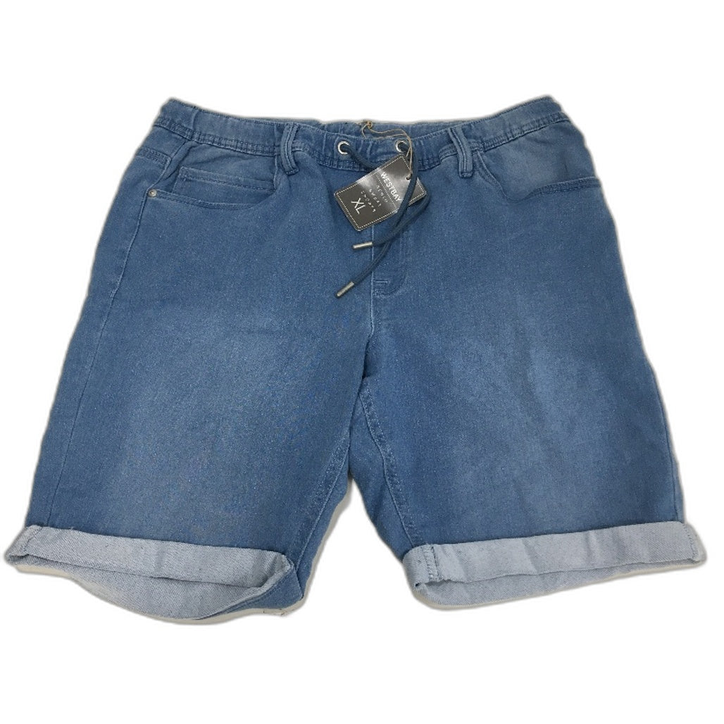 Westbay Light Blue Stretchy Drawstring Denim Sweat Shorts Mens Size XL NEW
