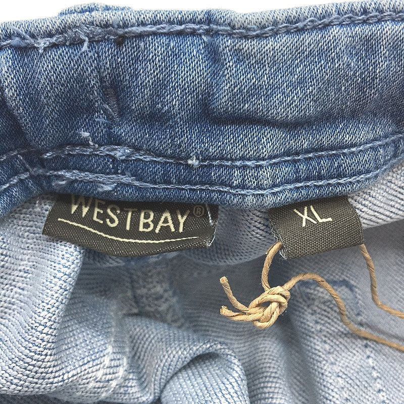 Westbay Light Blue Stretchy Drawstring Denim Sweat Shorts Mens Size XL NEW