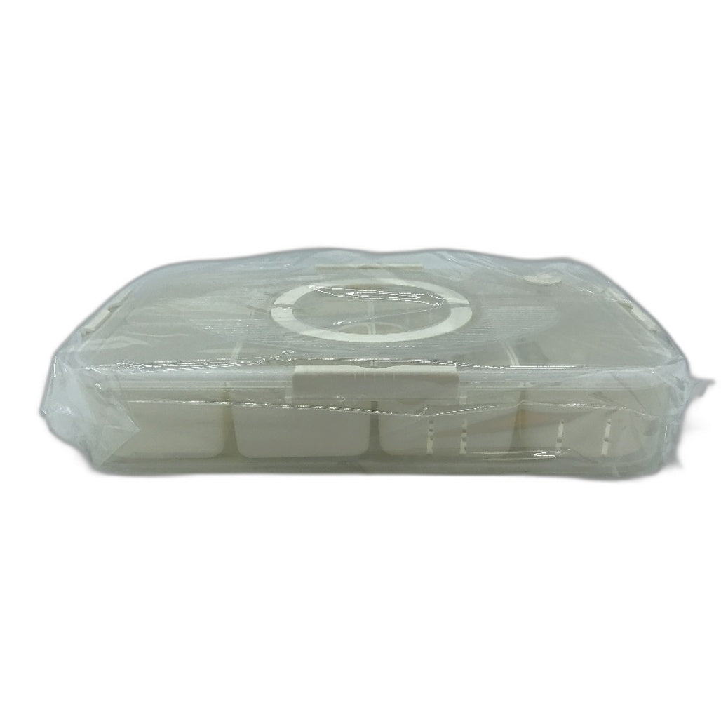 2pk Microwave Safe White Snack Box 6 Compartment Container Set w/ Utensils NEW