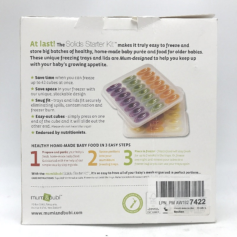 Mumi&Bubi 3 Step Homemade Baby Food Reusable Trays Solids Starter Kit NEW