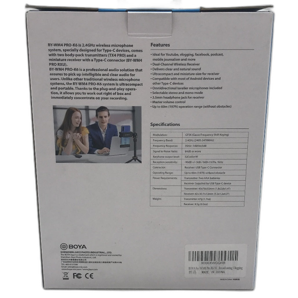 BOYA 2pk BY-WM4 PRO-K6 2.4GHz USB-C Wireless Microphone System For Vlogging NEW