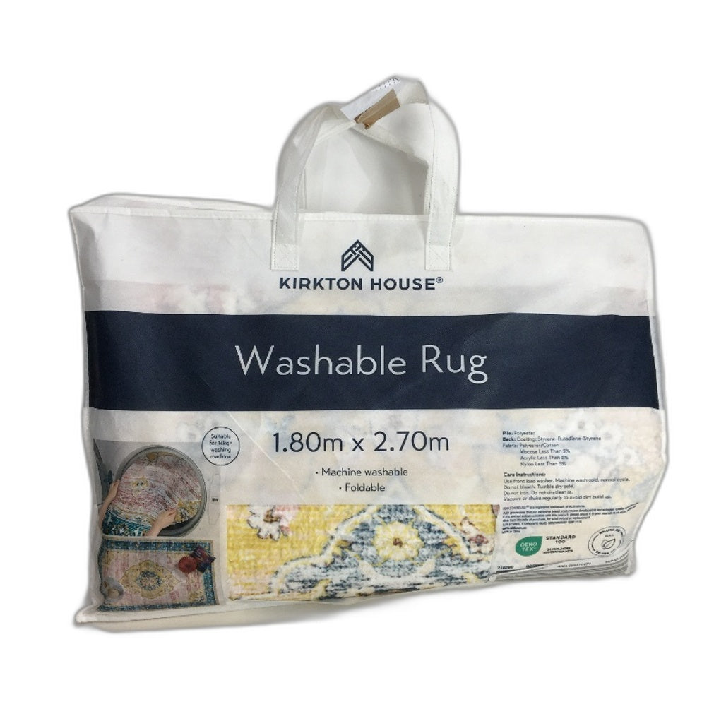Kirkton House Bohemian Design Machine Washable Foldable Rug 1.8 x 2.7m NEW
