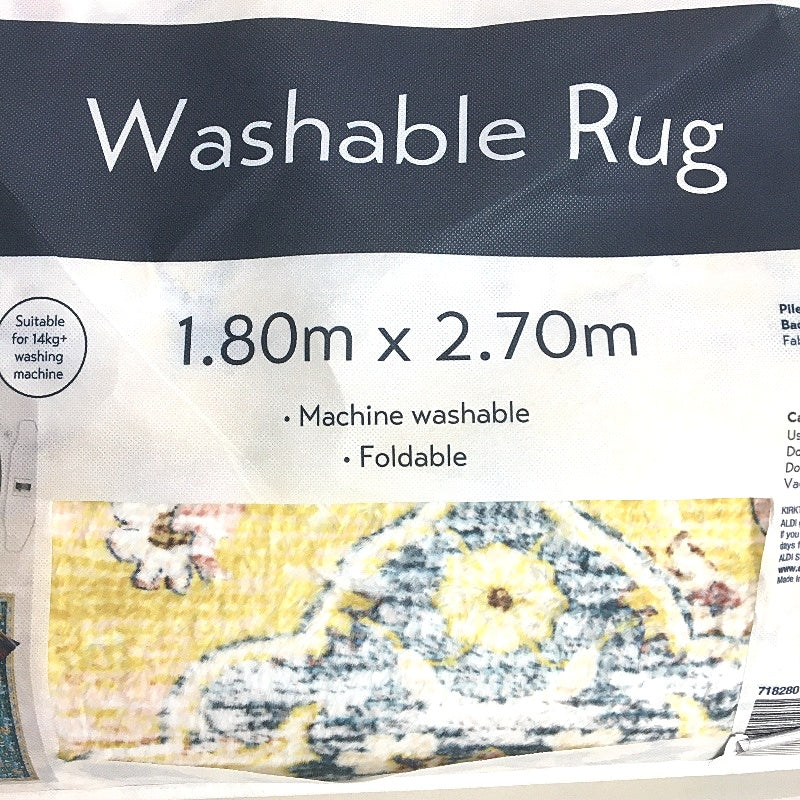 Kirkton House Bohemian Design Machine Washable Foldable Rug 1.8 x 2.7m NEW
