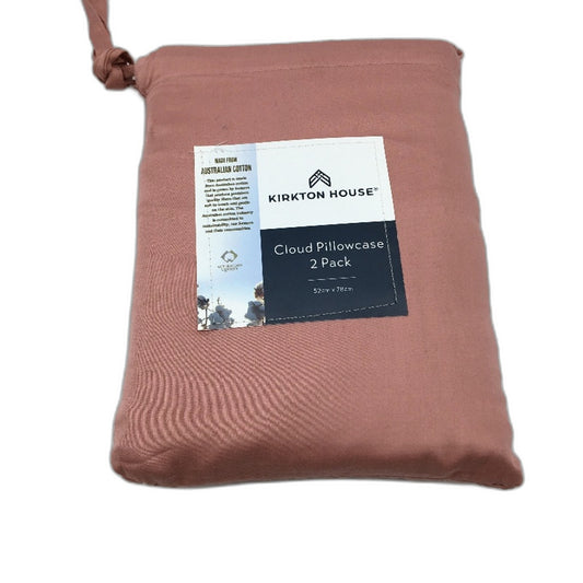 Kirkton House 2 Piece Cameo Pink 400TC Cotton Cloud Pillowcases NEW