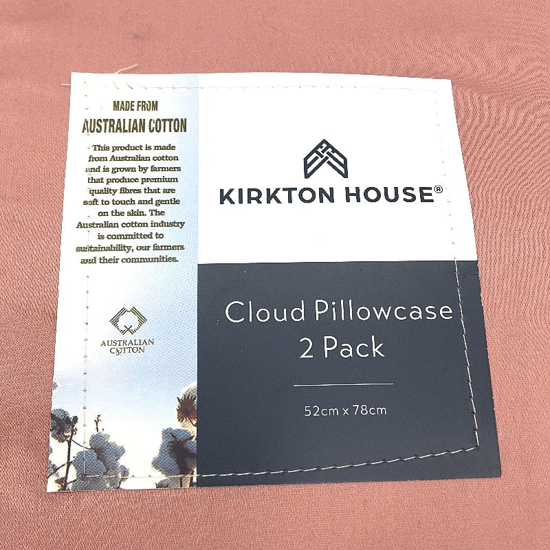 Kirkton House 2 Piece Cameo Pink 400TC Cotton Cloud Pillowcases NEW