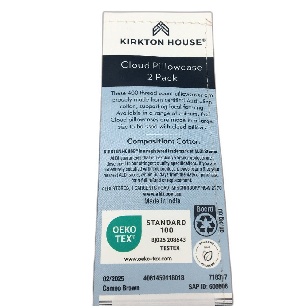 Kirkton House 2 Piece Cameo Pink 400TC Cotton Cloud Pillowcases NEW