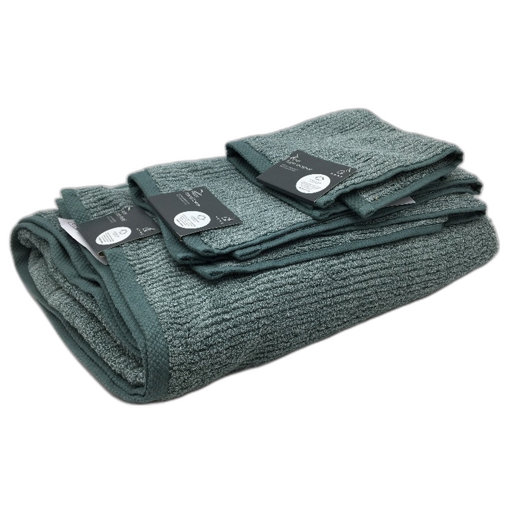 Target Piper 3Pce Cotton Green Rib Bath Sheet Hand Towel & Face Washer Set NEW