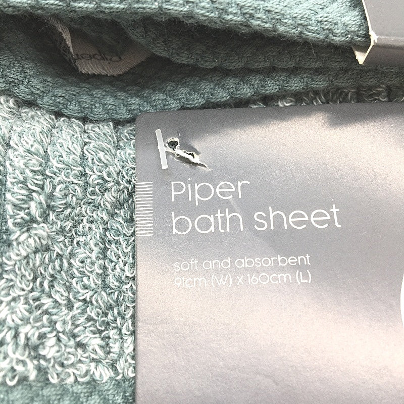 Target Piper 3Pce Cotton Green Rib Bath Sheet Hand Towel & Face Washer Set NEW