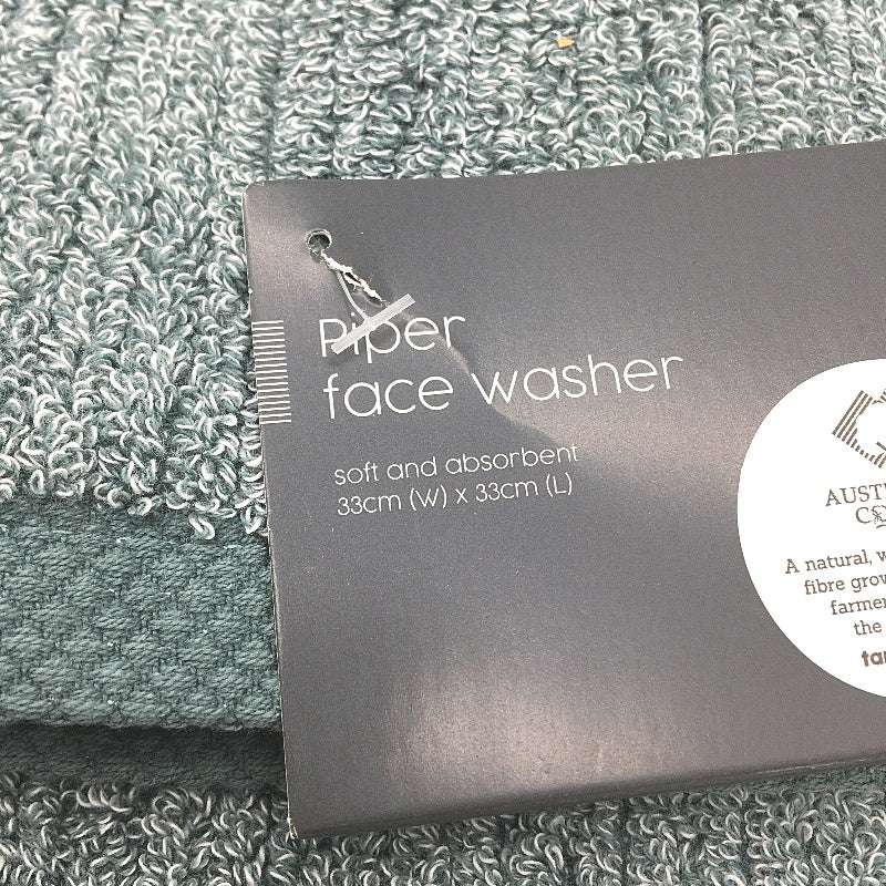 Target Piper 3Pce Cotton Green Rib Bath Sheet Hand Towel & Face Washer Set NEW