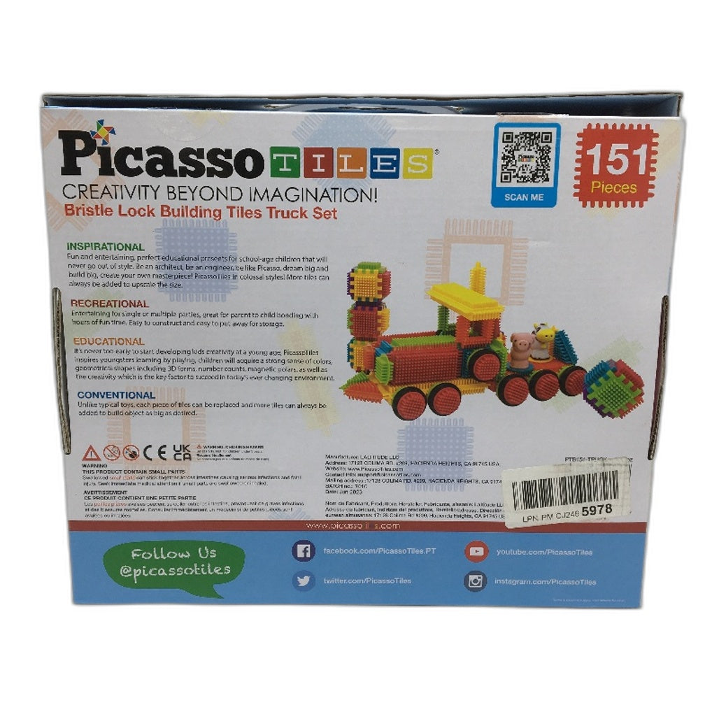 Picasso Tiles STEAM Bristle Lock 3D Building Tiles Truck Set Ages 3+ DEMO