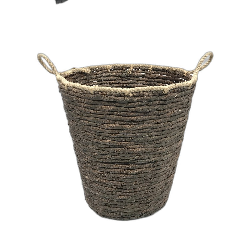 Home and Decor Stylish Chocolate Brown Large Cane Basket with Rope Handles NEW