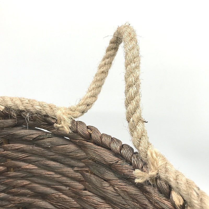 Home and Decor Stylish Chocolate Brown Large Cane Basket with Rope Handles NEW