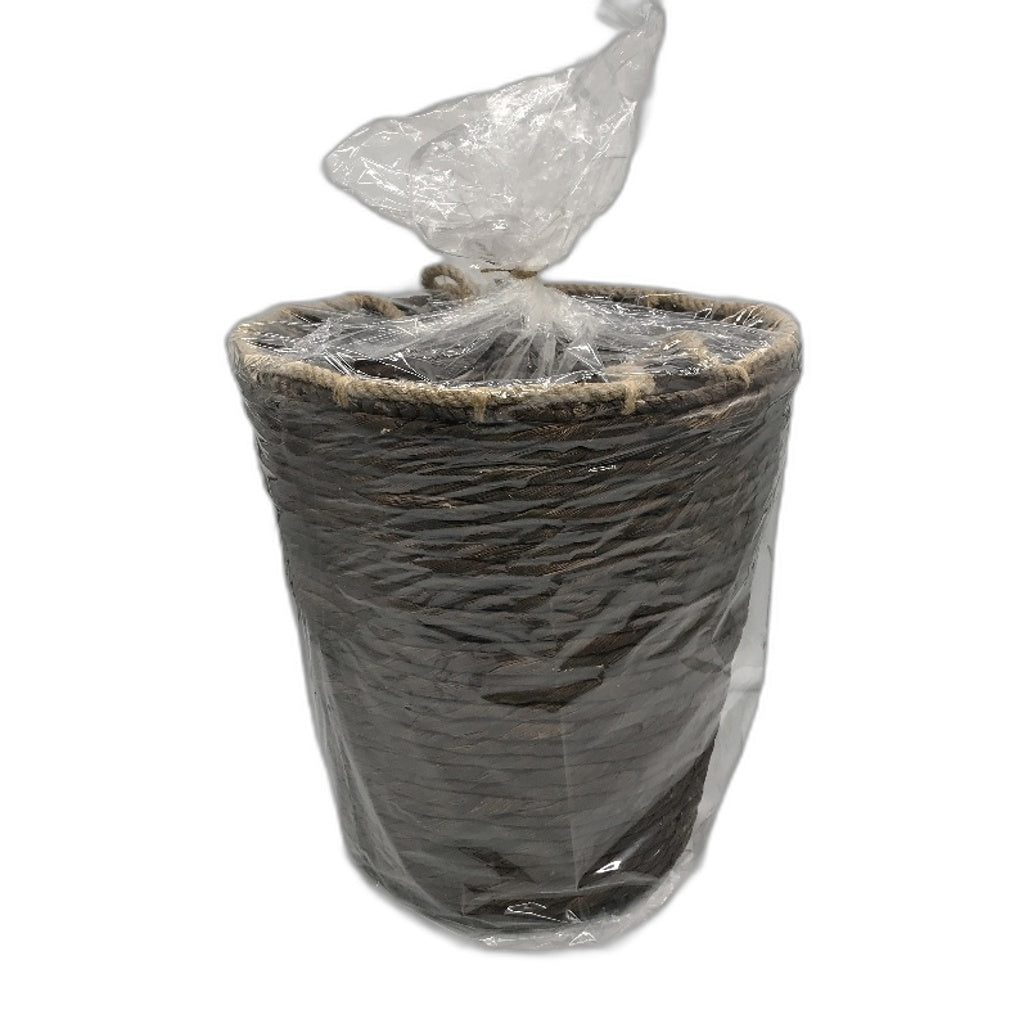 Home and Decor Stylish Chocolate Brown Large Cane Basket with Rope Handles NEW