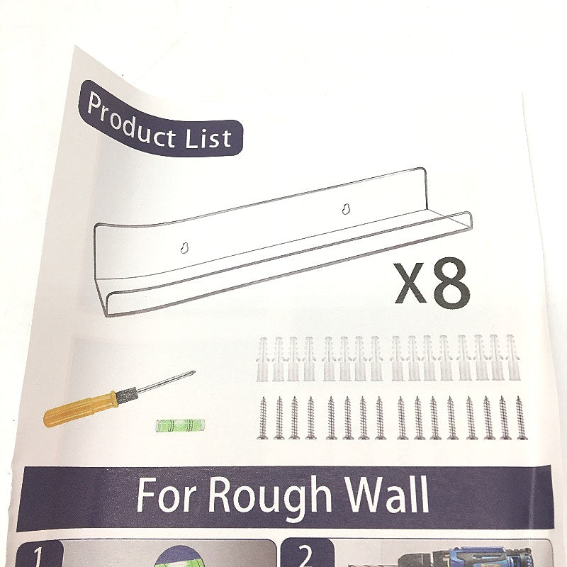 8 Pack Acrylic Wall Mounted Storage Shelves Clear Floating Shelves NEW