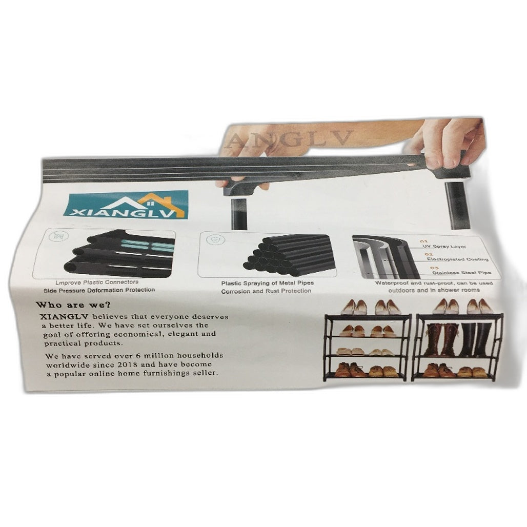 Xianglv 2 Tier Coated Black Metal Shoe Rack Home Furnishing