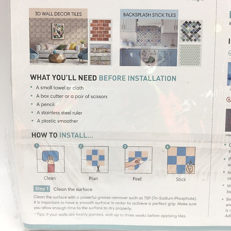 Commomy Sage Green 30x30cm Peel And Stick Tile PVC Self Adhesive Wall NEW