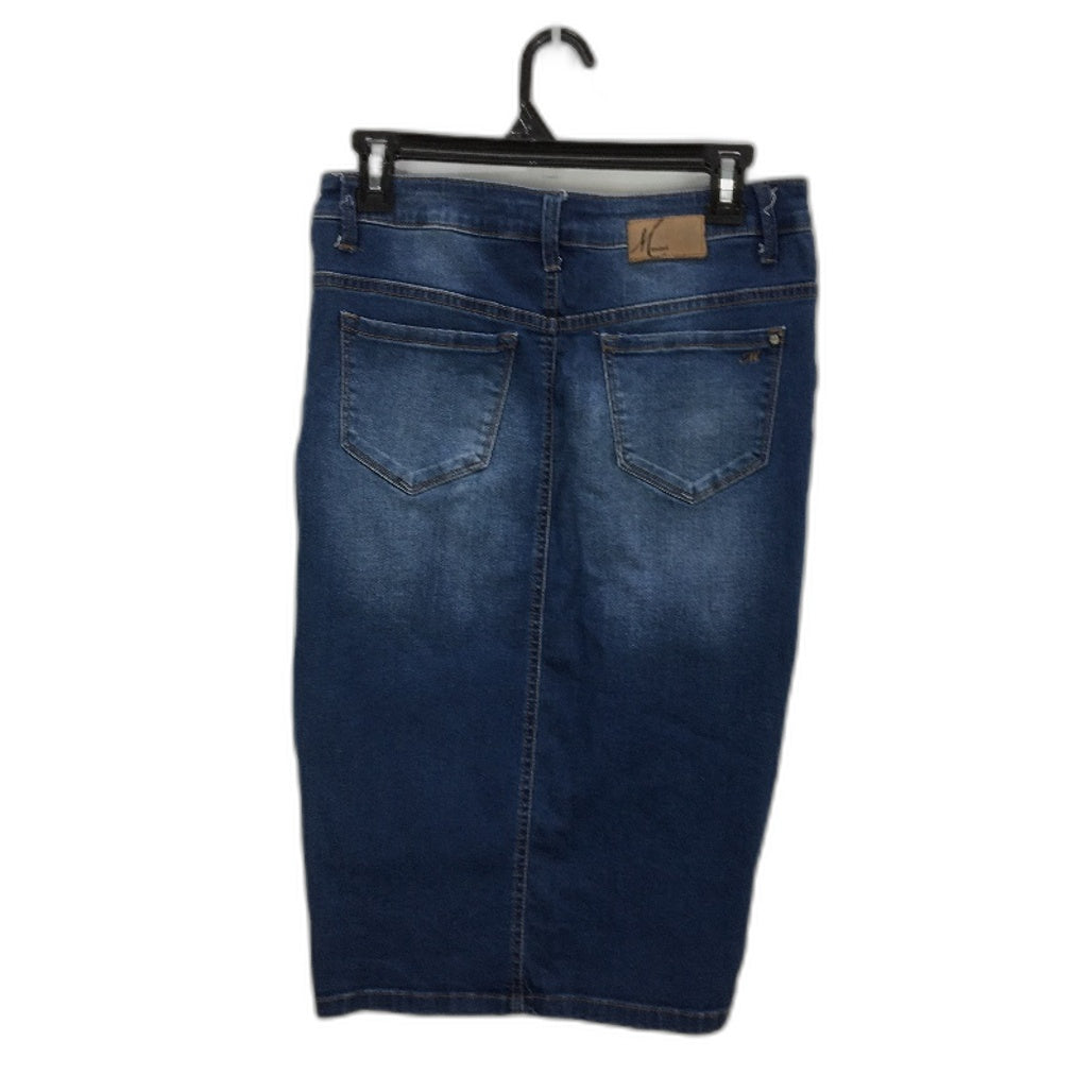 Mavi Blue Midi Denim Skirt Front Split Zip-Up Button Closure Ladies Size Medium