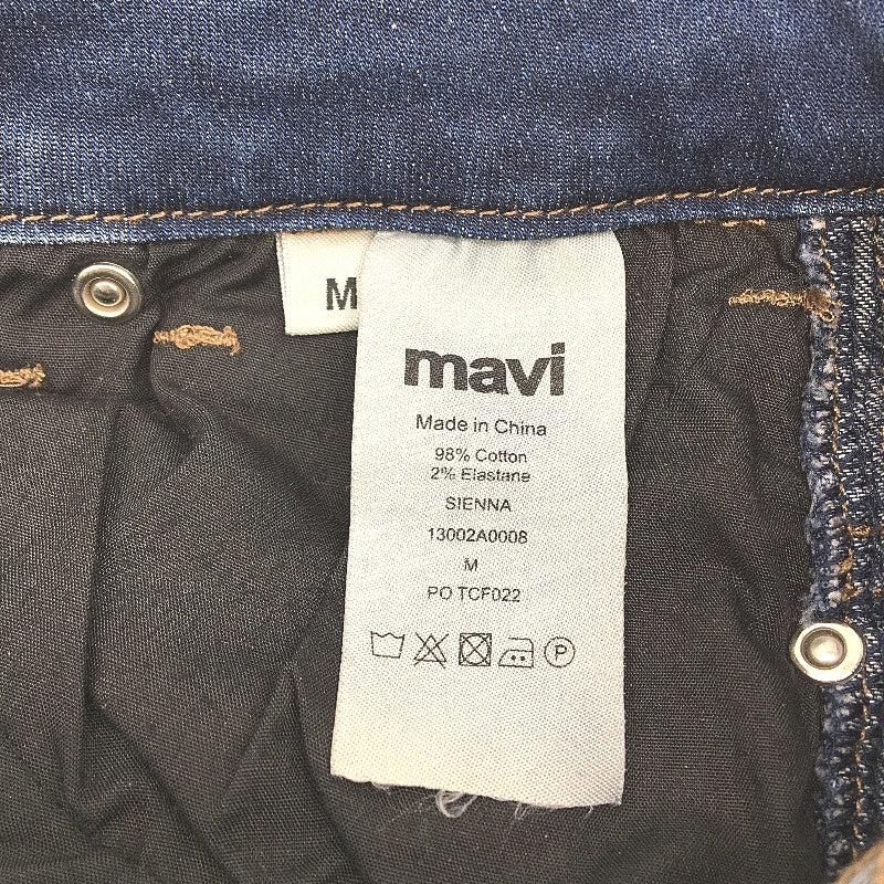 Mavi Blue Midi Denim Skirt Front Split Zip-Up Button Closure Ladies Size Medium