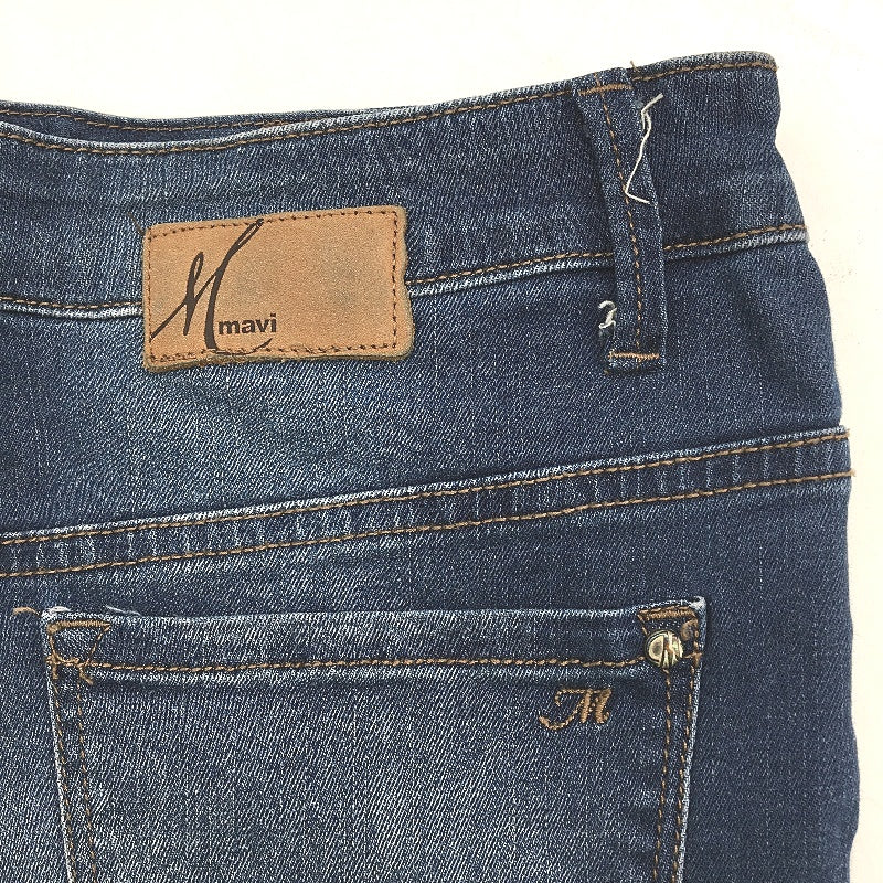 Mavi Blue Midi Denim Skirt Front Split Zip-Up Button Closure Ladies Size Medium