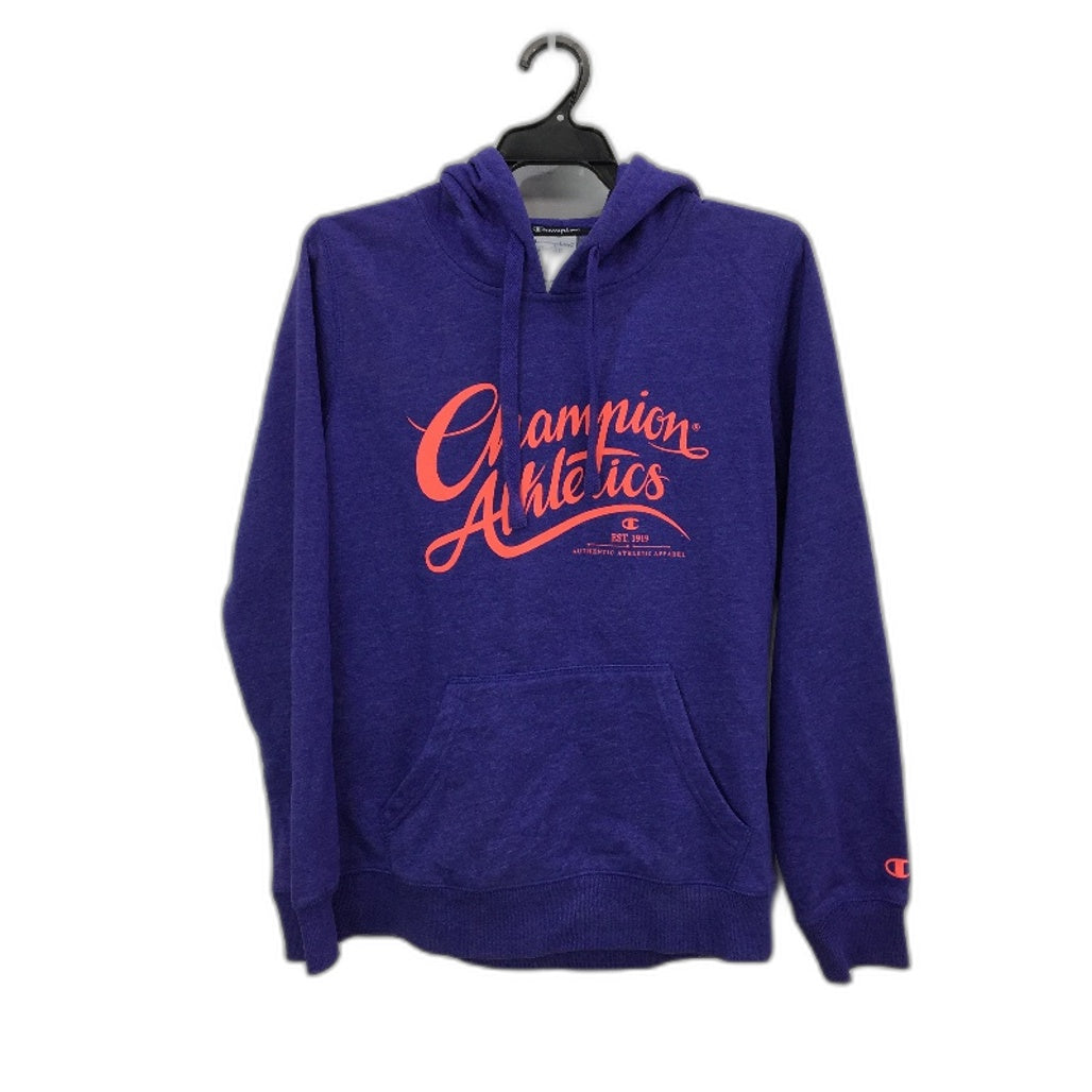 Champion Purple & Orange Logo Hooded Casual Sports Jumper Ladies Size Small