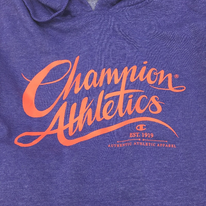 Champion Purple & Orange Logo Hooded Casual Sports Jumper Ladies Size Small