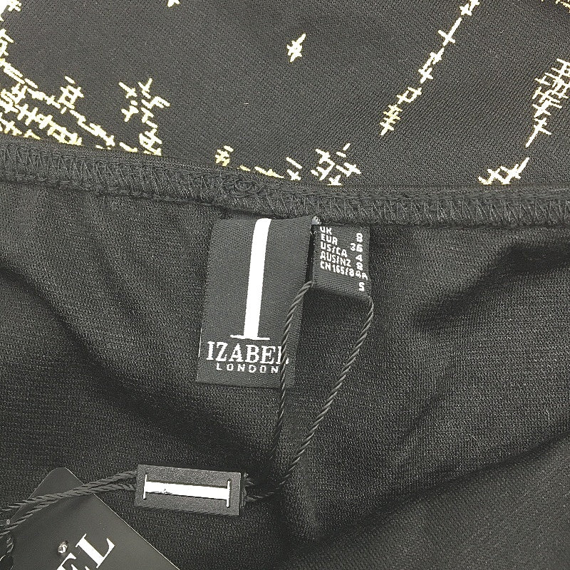 Izabel London Black & Gold Strapless Bandeau Mini Dress Patterned Ladies Size 8