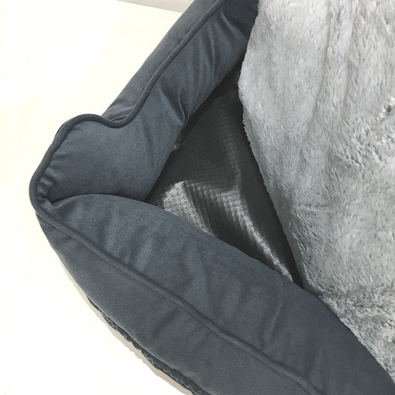 Petplay Small Grey Luxury Pet Car Travel Seat Soft Plush Bed 53x50cm