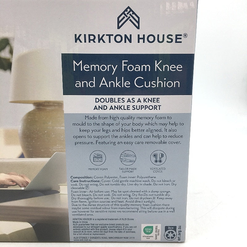 Kirkton House White Memory Foam Knee & Ankle Support Cushion NEW