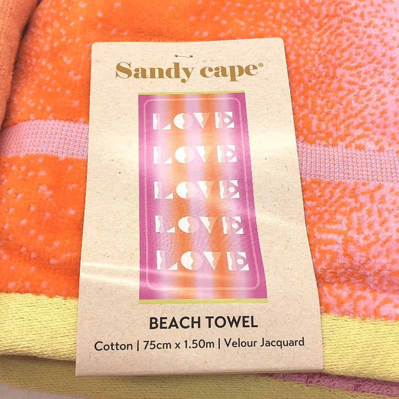 Sandy Cape 2 Pack Seashell & 'Love' Design Pattern Velour Jacquard Towels NEW