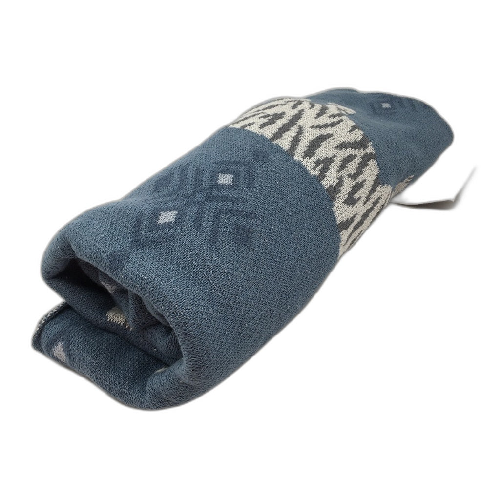 Kirkton House Tiger Design Blue Cotton Jacquard Knitted Throw Blanket NEW