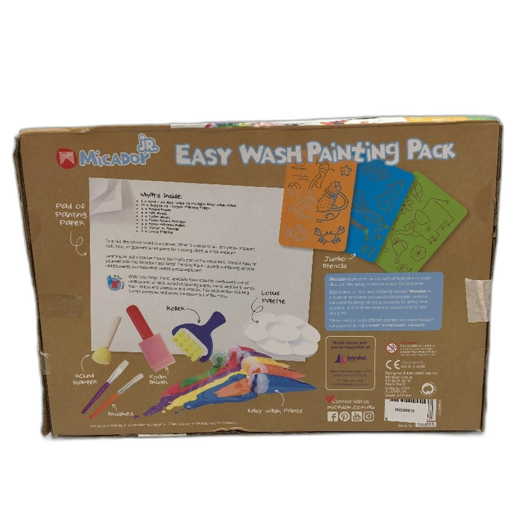 Micador Jr. 40 Pce Easy Wash Painting Pack Kit For Kids Ages 3-8 NEW