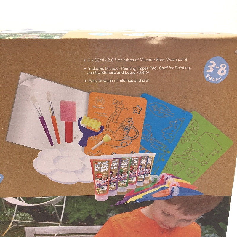 Micador Jr. 40 Pce Easy Wash Painting Pack Kit For Kids Ages 3-8 NEW