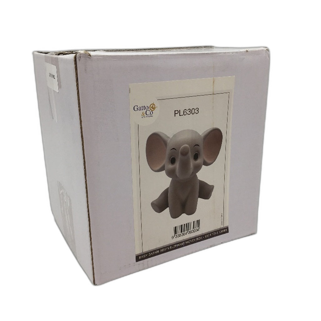Gatto&Co 1 Piece Baby Safari Resin Elephant Money Box - 135x105x130mm NEW
