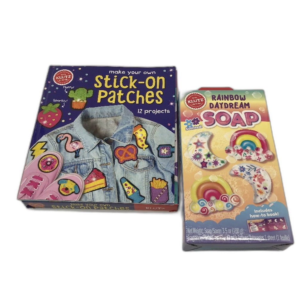 KLUTZ 2 Pack Make Your Own Stick On Patches & Rainbow Daydream Soap NEW