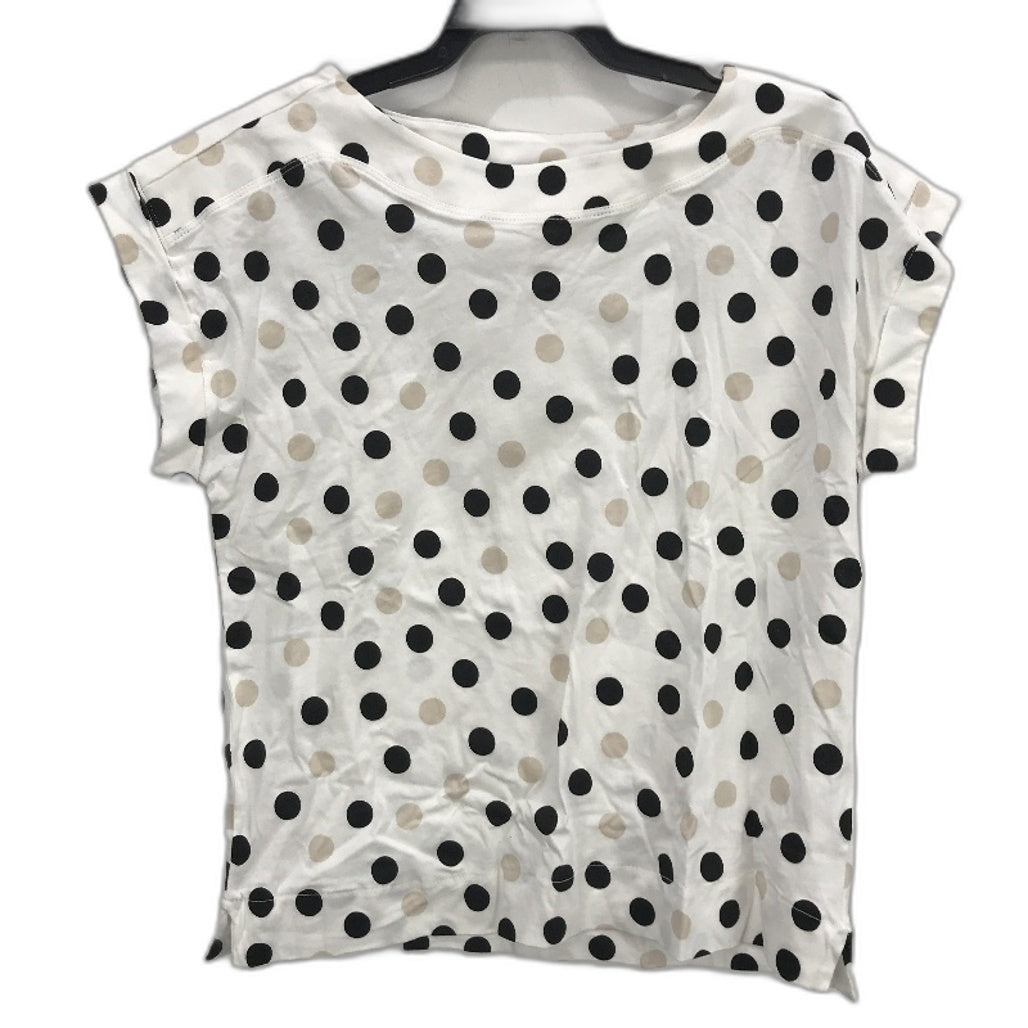 Jacqui E Tan & Black Spotted Short Cuffed Sleeve Tee Ladies Size Small NEW