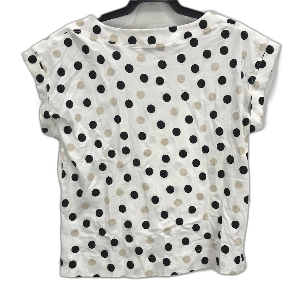 Jacqui E Tan & Black Spotted Short Cuffed Sleeve Tee Ladies Size Small NEW